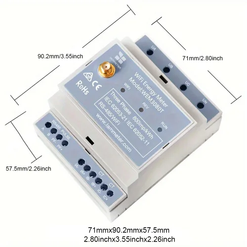 Miniatura 2 de Bi-direccional, carril DIN, monitor solar fotovoltaico, monitor de uso de energía, asistente doméstico, Modbus TCP/RTU, medidor de energía