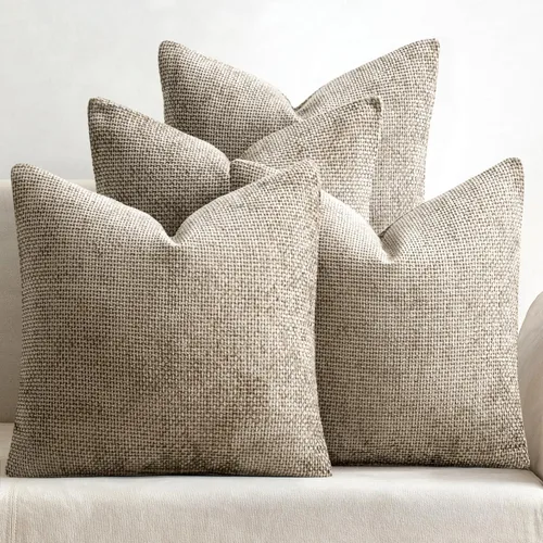 Miniatura 10 de MIULEE Paquete de 4 fundas de almohada para sofá, 16 x 16 pulgadas, fundas de almohada decorativas de felpilla suave color crema, fundas de cojín