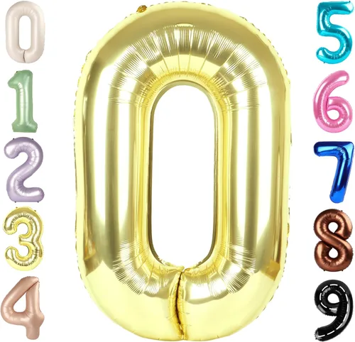 Miniatura 284 de Globos de números de 5 globos de 40 pulgadas, decoraciones de cumpleaños azules para niños y niñas, globos de números azul marino grandes