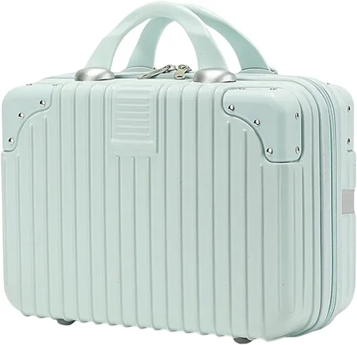 Viaje de maquillaje de 11 litros para mujeres y niñas, carcasa rígida con banda elástica y cremallera, estuche cosmético de ABS impermeable portátil