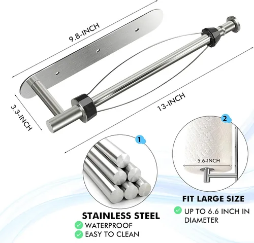 Miniatura 4 de KIHOGEM Soporte magnético para toallas de papel, operable con una mano, soporte de pared con fuerte respaldo magnético y autoadhesivo para cocina
