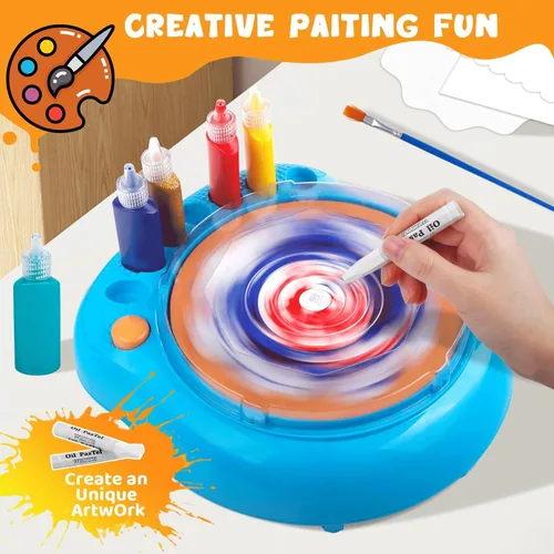 Miniatura 4 de Kit de máquina de arte giratorio de pintura para niños, artes y manualidades, juegos de juguetes giratorios para niños y niñas de 6, 7, 8, 9 años
