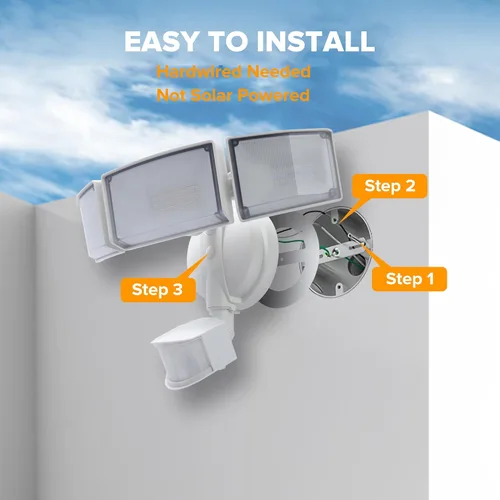 Miniatura 7 de UME Luces de Seguridad LED de 49W 5500LM con Sensor de Movimiento para Exteriores, 5000K Luz de Día, IP65 Resistente al Agua, del Atardecer al