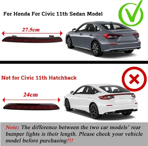 Miniatura 3 de Reflectores LED rojos para parachoques trasero, luces antiniebla, de freno, de cola, de señal de giro, plug and play, compatibles con Honda CIVIC