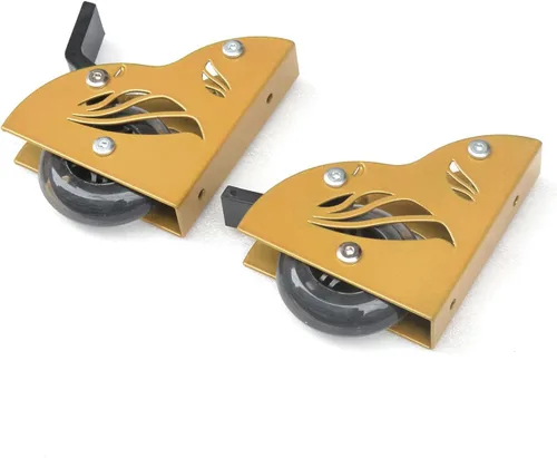 Miniatura 5 de DIYHD Kit de herramientas de escalera deslizante de 5 pies, sistema de pista rodante con rodillos de suelo de frenado, acabado dorado, escalera