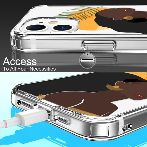 Miniatura 5 de LUHOURI Funda diseñada para iPhone 12 Mini con protector de pantalla, acrílico transparente para mujeres y niñas, funda protectora de ajuste delgado