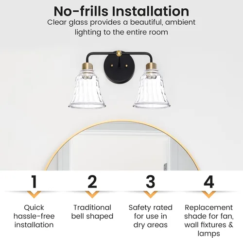 Miniatura 4 de Cubiertas de luz para ventilador de techo, vidrio de repuesto para globos de ventilador de techo, vidrio de reemplazo de lámpara, altura de pantalla