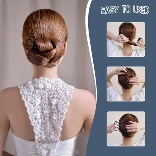 Miniatura 3 de YONOY 12 piezas de peines laterales de metal para cabello con clip para moño, herramientas de peinado en forma de U, fabricante de moños