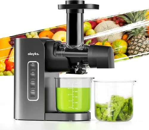 Exprimidor, exprimidor de masticación lenta con 2 modos de velocidad y motor silencioso, máquina exprimidora de prensa en frío para verduras y