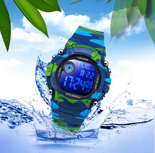 Miniatura 3 de AZLAND Reloj de pulsera para niños y niñas, con 3 múltiples alarmas, Digital