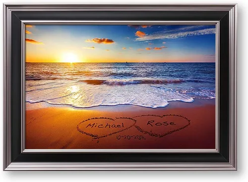 Miniatura 68 de Arte enmarcado de vacaciones con nombres de pareja en sillas de cubierta, regalo de amor perfecto para aniversario, boda. Con diferentes estilos