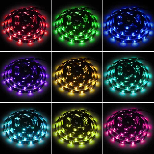 Miniatura 5 de Rainbow Chasing - Tira de luces LED USB de 9.8 pies, tira de luz RGB 5050 que cambia de color con control remoto de 17 teclas, luces LED flexibles