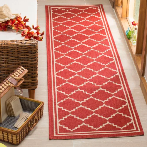 Miniatura 10 de SAFAVIEH Alfombra lavable para exteriores, colección Courtyard de 2.3 x 6.7 pies, color negro y crema, no desprende pelusa y de fácil limpieza