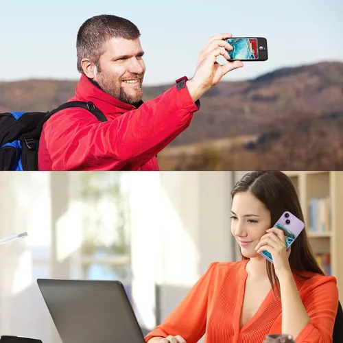 Miniatura 5 de Titular de Tarjeta de Cuero para Teléfono, Billetera Adhesiva para Teléfono, Elegante Funda con Soporte para Tarjetas de Crédito, Adecuado