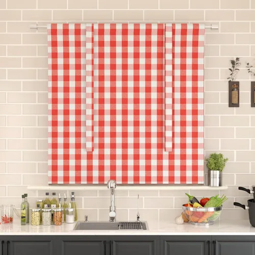 Miniatura 81 de Cenefas de cortina para ventana de 16 pulgadas de largo, 2 paneles de cuadros búfalo, cortinas pequeñas con bolsillo para barra, estilo clásico