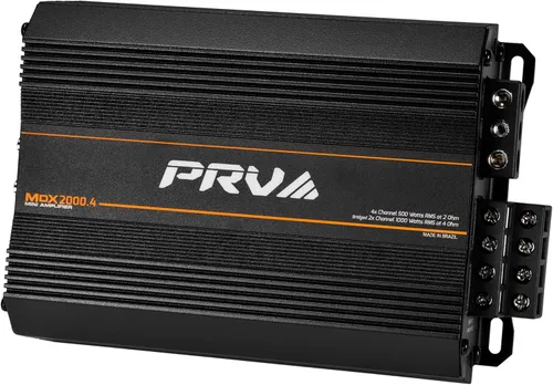 PRV Audio MDX2000.4 Amplificador de Audio para Automóvil Mini de 4 Canales de 2 Ohmios 4 x 500 Vatios RMS a 2 Ohmios - Amplificador Puenteable de