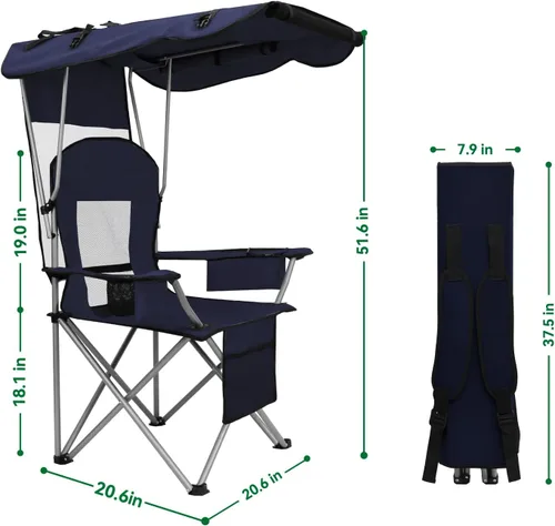 Miniatura 2 de Sillas de camping con toldo, silla de césped portátil cuádruple para adultos, silla reclinable plegable con portavasos para eventos al aire libre