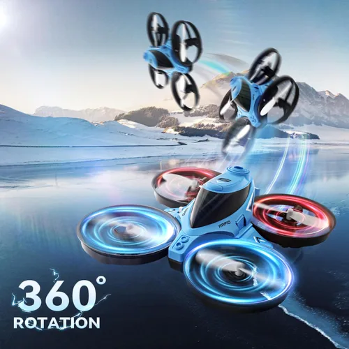 Miniatura 4 de XOS Mini dron remoto 3 en 1 para interiores y exteriores, avión de avión a control remoto, helicóptero multirotor cuadricóptero a control remoto