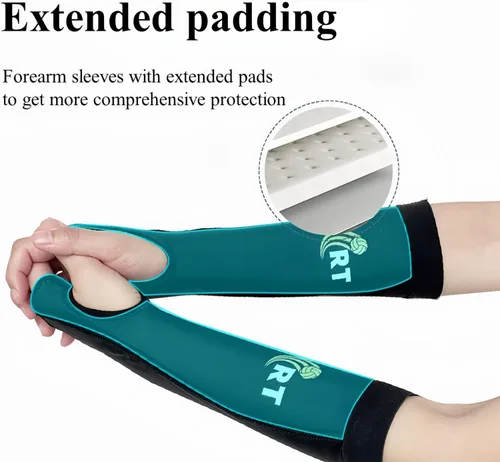 Miniatura 3 de Mangas de brazo de voleibol con almohadilla de antebrazo y orificio para el pulgar, funda para antebrazo para proteger el golpe de pelota, picadura