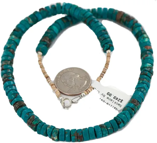 Miniatura 4 de Collar LomaSiiva de plata auténtica con certificado Navajo Magnesita Nativa Americana 750222, Metal, turquesa estabilizada