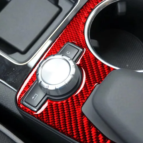 Miniatura 5 de Reposabrazos de consola central de fibra de carbono rojo para Mercedes-Benz Clase C W204 C180 C200 C250 Coupe Sport C300 C63 AMG 2007-2014