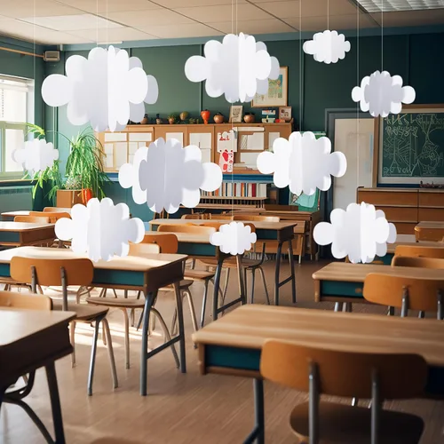 8 piezas de decoración de nube 3D para colgar en el techo, juego de decoración de fiesta temática, adorno de nube artificial colgante de pared en el