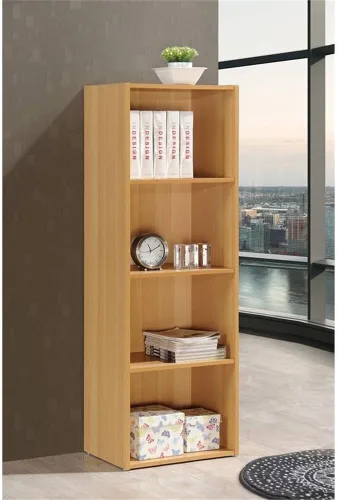 Miniatura 2 de Pemberly Row Estantería de madera multiusos con cuatro estantes en acabado beige
