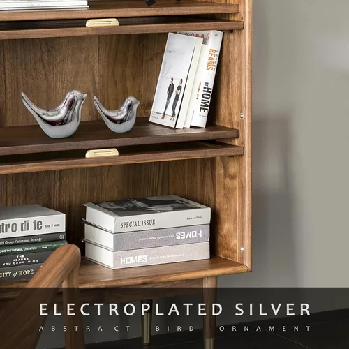 Miniatura 6 de Estatuas de pájaros de plata Notakia, decoración del hogar, estilo moderno, adornos decorativos para decoración de mesa plateada, sala de estar, 2