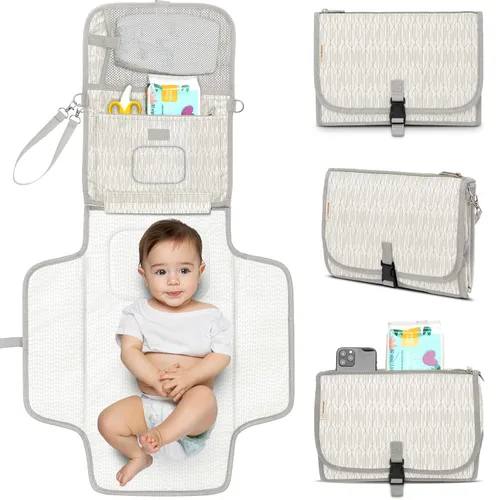 Miniatura 18 de KeaBabies Cambiador de pañales portátil, para viajes, automóvil – Cambiador grande impermeable para bebé, lavable, acolchado, bolsa de viaje