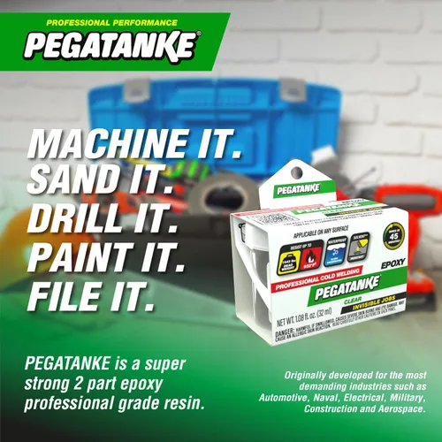 Miniatura 4 de PEGATANKE - Resina epoxi transparente de 2 partes Adhesivo profesional de soldadura en frío Pegamento de metal de alta resistencia para tanques