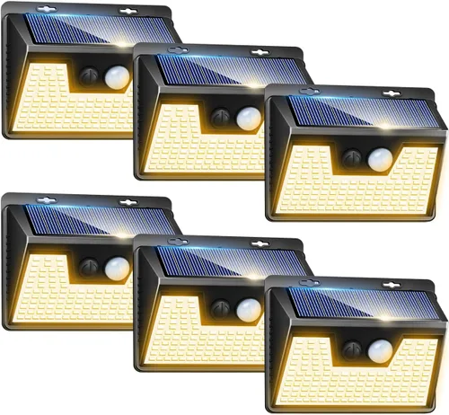 Miniatura 30 de Peasur Luces Solares para Exteriores con Sensor de Movimiento, 140 LED Luz Solar Alimentada por Energía Solar para Cerca Impermeable, 3 Modos