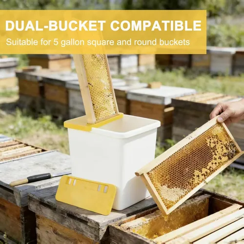 Miniatura 4 de HIMO Soporte para tanque de destapado de miel, herramienta raspadora de panal de apicultura, soporte de marco de panal amarillo, compatible