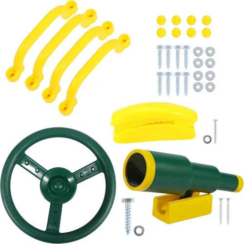 RedSwing Accesorios para patio de recreo para niños, accesorios para columpios al aire libre con rueda de barco pirata, telescopio de juguete,