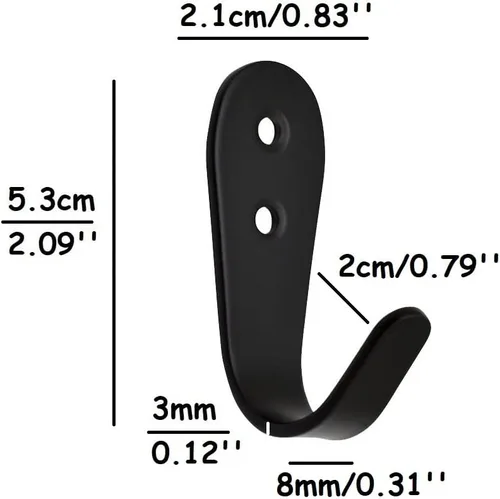 Miniatura 2 de Ganchos para puerta de pared, paquete de 8 perchas negras para chaquetas, montaje en pared, de acero inoxidable, gancho individual para bata, Negro