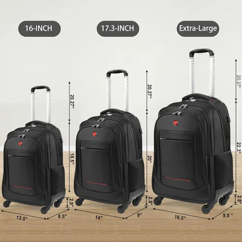 Miniatura 5 de star cloud Mochila grande con ruedas de 22 pulgadas con 2 ruedas, bolsa de viaje al trabajo, maleta de equipaje de mano, 22 x 19.6 x 9.5 pulgadas