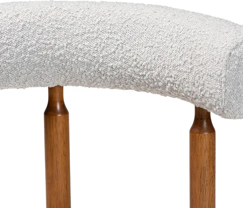 Miniatura 6 de Baxton Studio Edric Modern Japandi - Juego de sillas de comedor de 2 piezas con tela de boucle gris claro y acabado marrón nogal