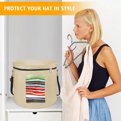 Miniatura 7 de VanlonPro Caja de almacenamiento grande para sombreros para mujeres y hombres, organizador de gran tamaño de 19 pulgadas de profundidad x 17