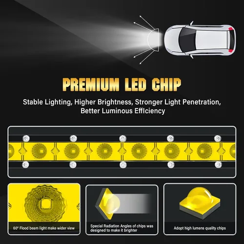 Miniatura 3 de SKYWORLD Barra de luz LED, 7 pulgadas, 30 W, delgada, de una sola fila, impermeable, para inundación, todoterreno, luces amarillas, antiniebla