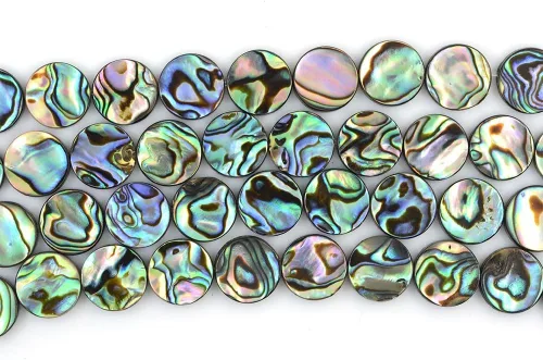 Miniatura 7 de 0.236 in Natural Abulón Shell Moneda Plana Cuentas Strand 16 Pulgadas Joyería Hacer Perlas