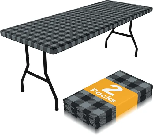 Miniatura 28 de Smiry Mantel de Mesa de Picnic Paquete de 2, Manteles Ajustables Elásticos Impermeables para Mesas Rectangulares de 18 x 72 pulgadas, Mantel