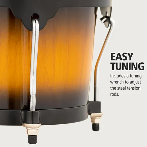 Miniatura 4 de Meinl Percussion HB100SNT-M bongós de madera natural de 6 3/4 y 8 pulgadas, Vintage Sunburst