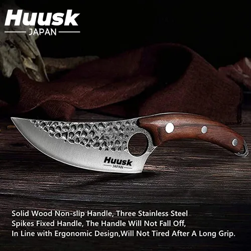 Miniatura 5 de Smith Chu Regalo para hombres Cuchillo vikingo forjado a mano Acero de alto carbono Japón Cuchillos de chef para barbacoa Carne Verduras Corte