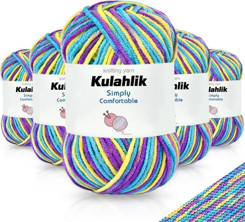 Miniatura 89 de 50g (1x50g) Hilo Acrílico para Crochet y Tejido, Hilo Degradado Colorido, 1 Rollo de Madejas, Hilo Acrílico Multicolor, Perfecto para Proyectos