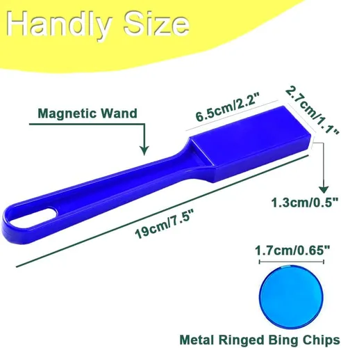 Miniatura 6 de Varitas magnéticas amarillas de bingo de 7.5 pulgadas, herramienta de recolección para clips de papel, clavos, tornillos, alfileres, agujas de coser