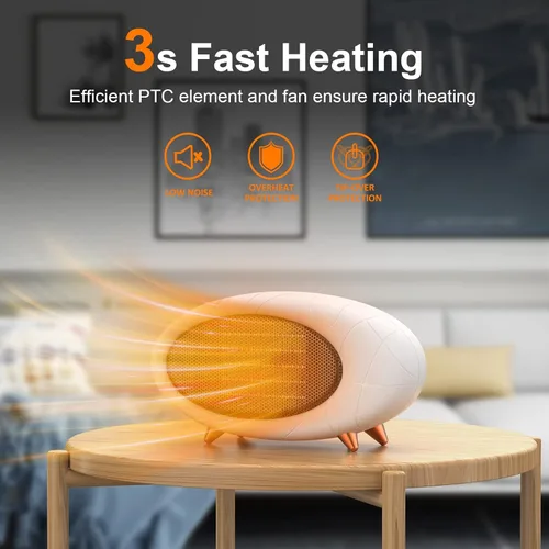 Miniatura 2 de Calentador de escritorio, calentador de escritorio pequeño de 600 W de eficiencia energética para uso en interiores, calentador de espacio de Blanco