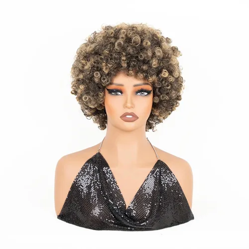 Miniatura 14 de Pelucas Afro para Mujeres Negras Pelucas Afro Rizadas de los 70s Suaves de Aspecto Natural Esponjosas y Saltarinas Pelucas Afro Negras Cabello