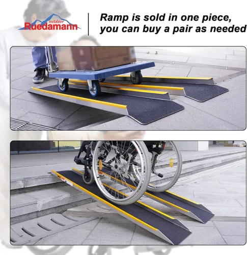 Miniatura 8 de Ruedamann Rampas de aluminio de 60 pulgadas para cortacéspedes, 1 rampa de carga ligera y resistente antideslizante de 5 pies de largo