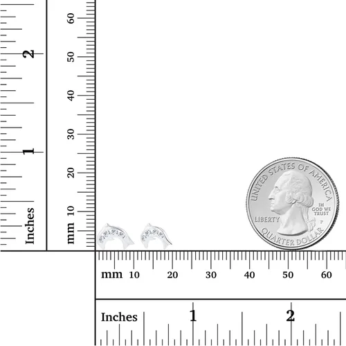 Miniatura 4 de Aretes de tuerca de oro macizo de 14 quilates de 0.276 x 0.236 in con piedra natal natural con diseño de delfín para mujer, piedra natal de 0.059