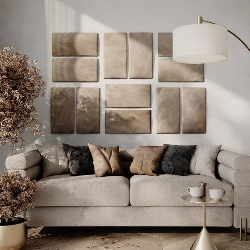 Miniatura 39 de Paneles de arte acústicos decorativos de terciopelo suave para pared, azulejos absorbentes e insonorizantes ecoamortiguadores, tablones suaves Blanco