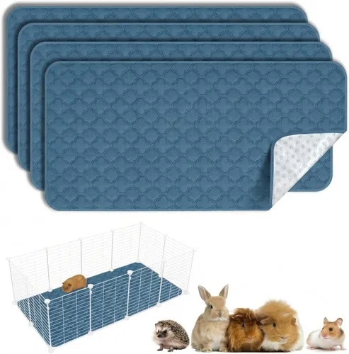 Miniatura 27 de FunFurry Forro lavable para jaula de conejillo de indias, paquete de 4 almohadillas reutilizables y lavables, ropa de cama impermeable